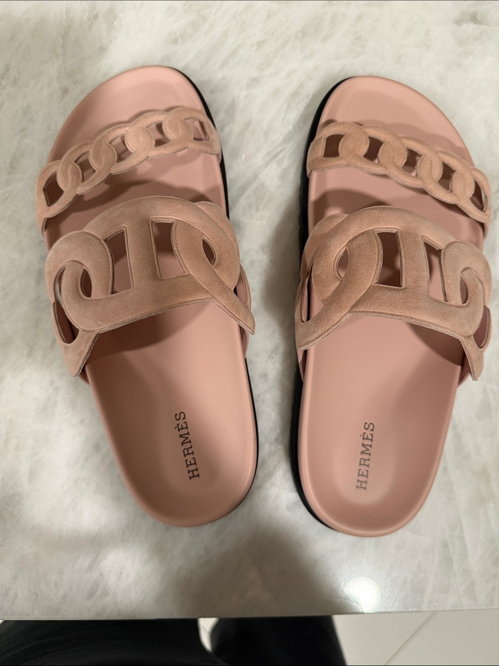 Hermes extra sandals in pink blush suede size 38 - Picture 3 of 5
